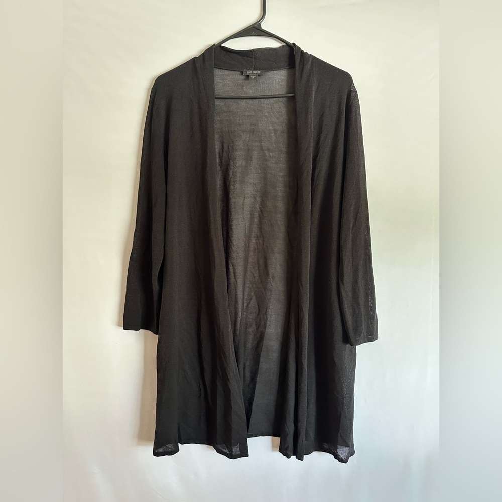 J. Jill Wearever Collection Black Open Front Cardigan Size M Tall